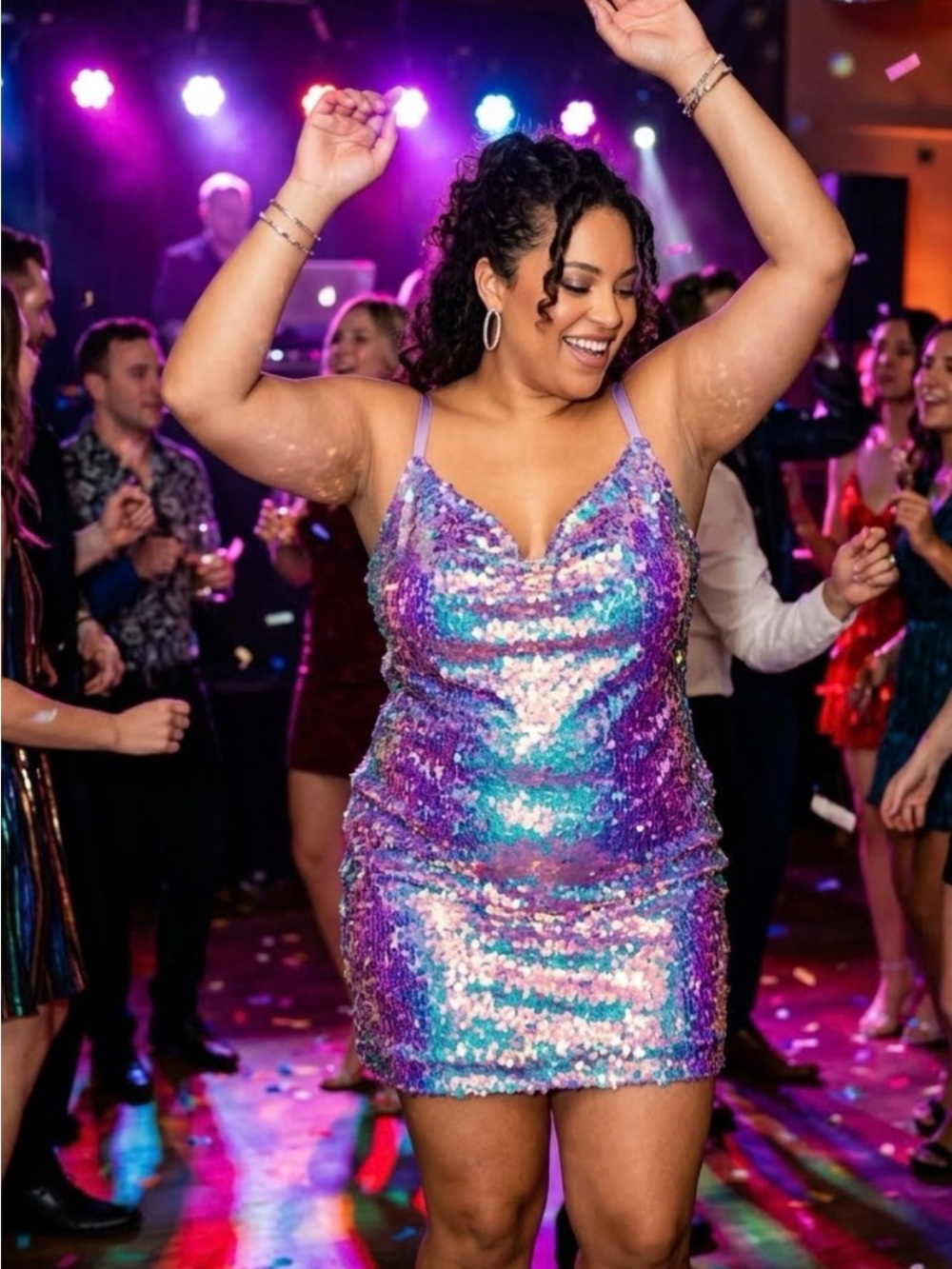 IDENTITY / plus women’s Iridescent Sequin Party Mini Dress/ NWOT/ 2x